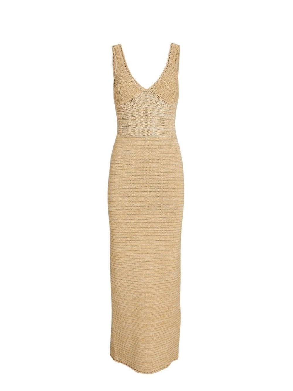 Ronny Kobo Collection Sleeveless Ribbed Maxi Dress in Beige